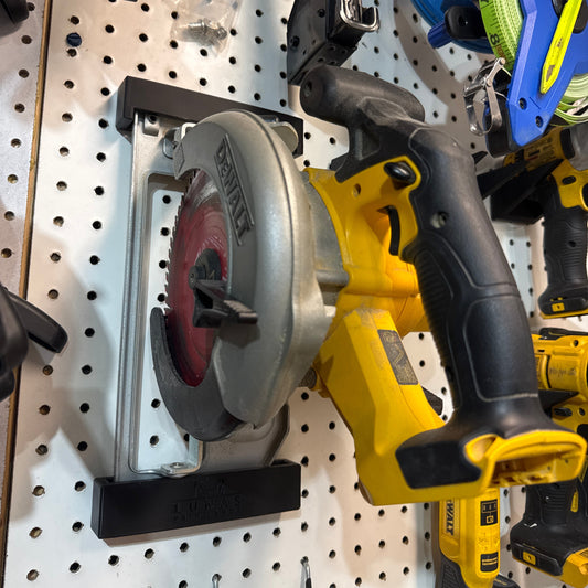 Luna's Skill saw wall mount for peg board or wall holder for dewalt circularsaw holder on pegboard holders for tool mount for peg board saw holder