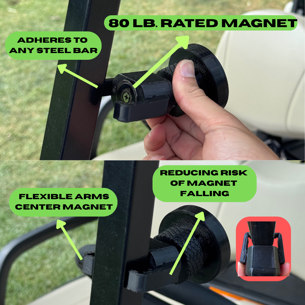 Luna's V2 Golf Cart Mount for MagSafe Compatible Phones - Universal Fit, Extreme Magnetic Strength, Quick Access Carabiner, Secure Grip, Versatile Design
