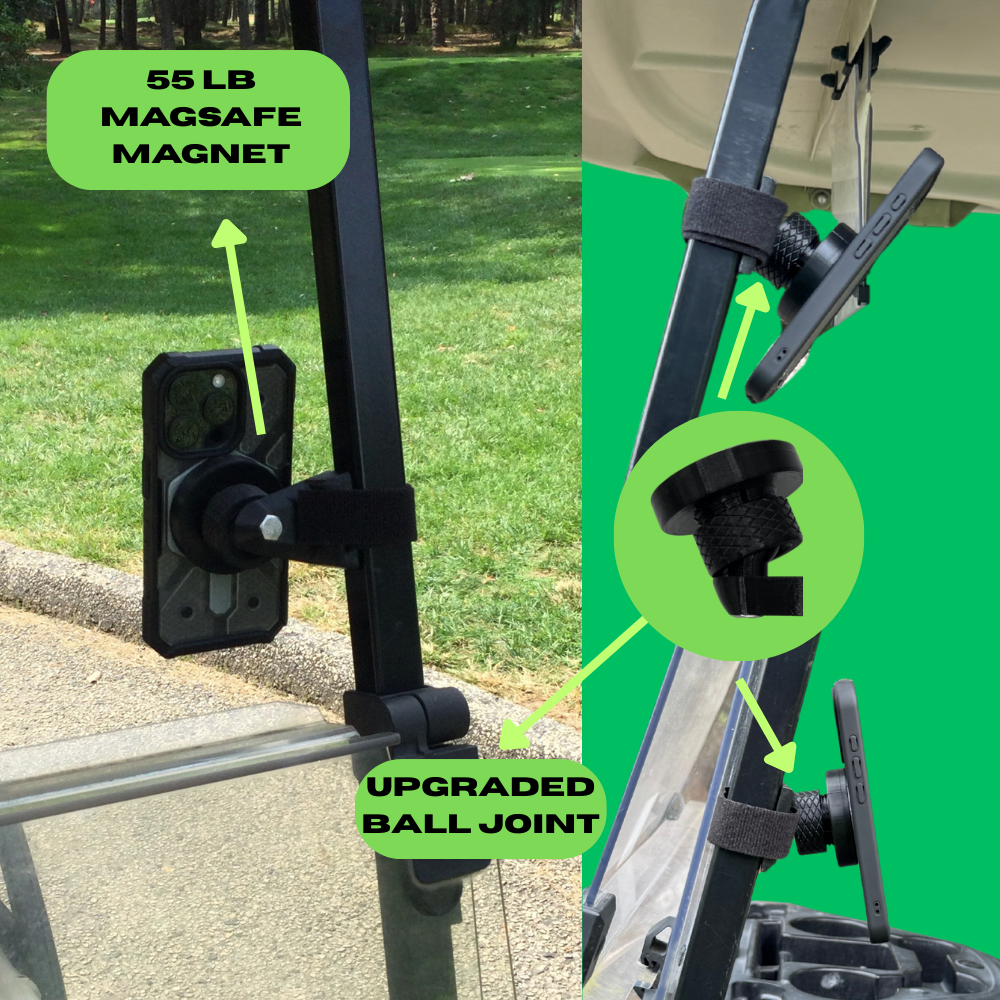 Golf Cart MagSafe Phone Mount for golf cart phone holder for golf cart accessories for golf phone for golfers who need phone in cart